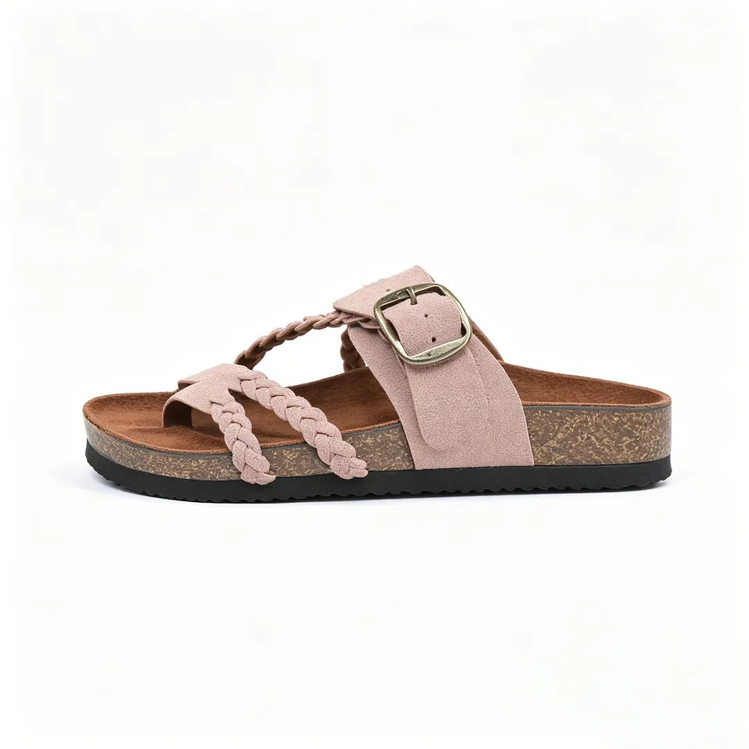 Women's Braided Leather Cork Footbed Sandals