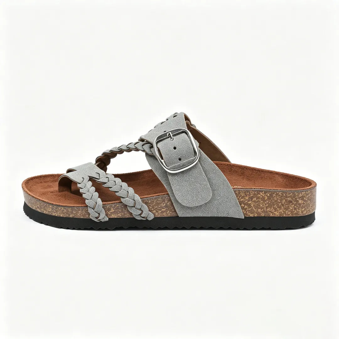 Women's Braided Leather Cork Footbed Sandals