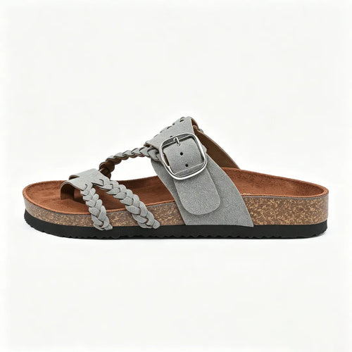 Women's Braided Leather Cork Footbed Sandals